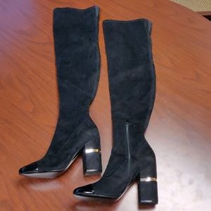 Marc Fisher OTK Thigh high black suede boots